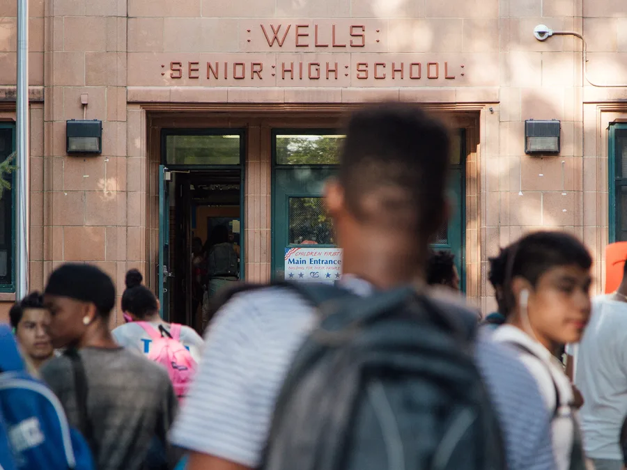 Wells Community Academy on the first day of school