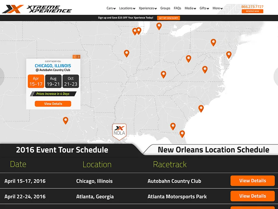 Events page rebuild — national tour